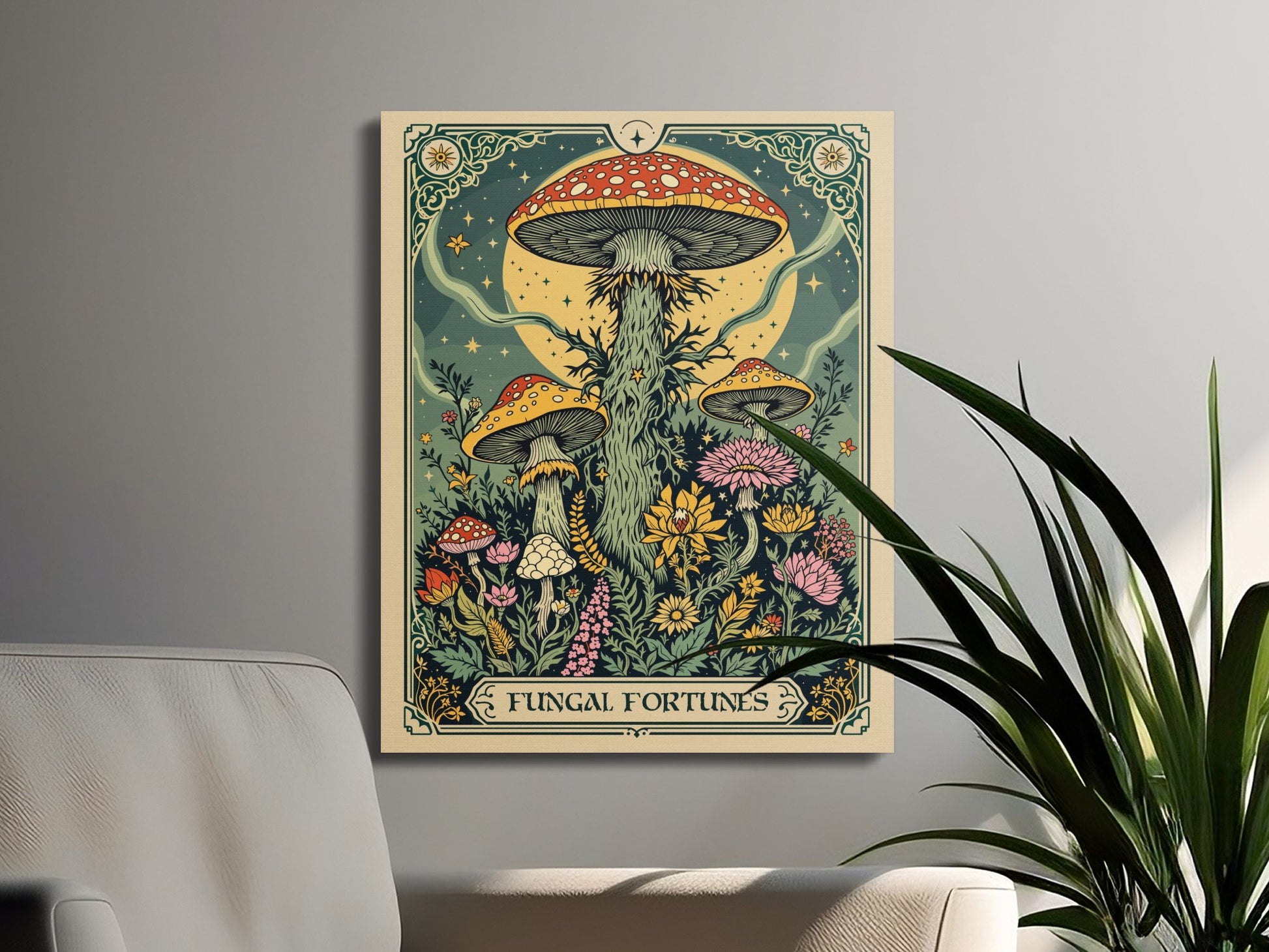 Premium Poster of Enchanting Mushroom Landscape Art Fungus Fantasy Canvas Wraps