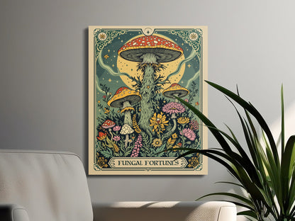 Premium Poster of Enchanting Mushroom Landscape Art Fungus Fantasy Canvas Wraps