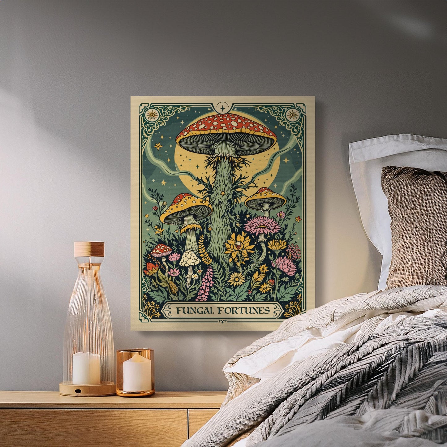 Premium Poster of Enchanting Mushroom Landscape Art Fungus Fantasy Canvas Wraps