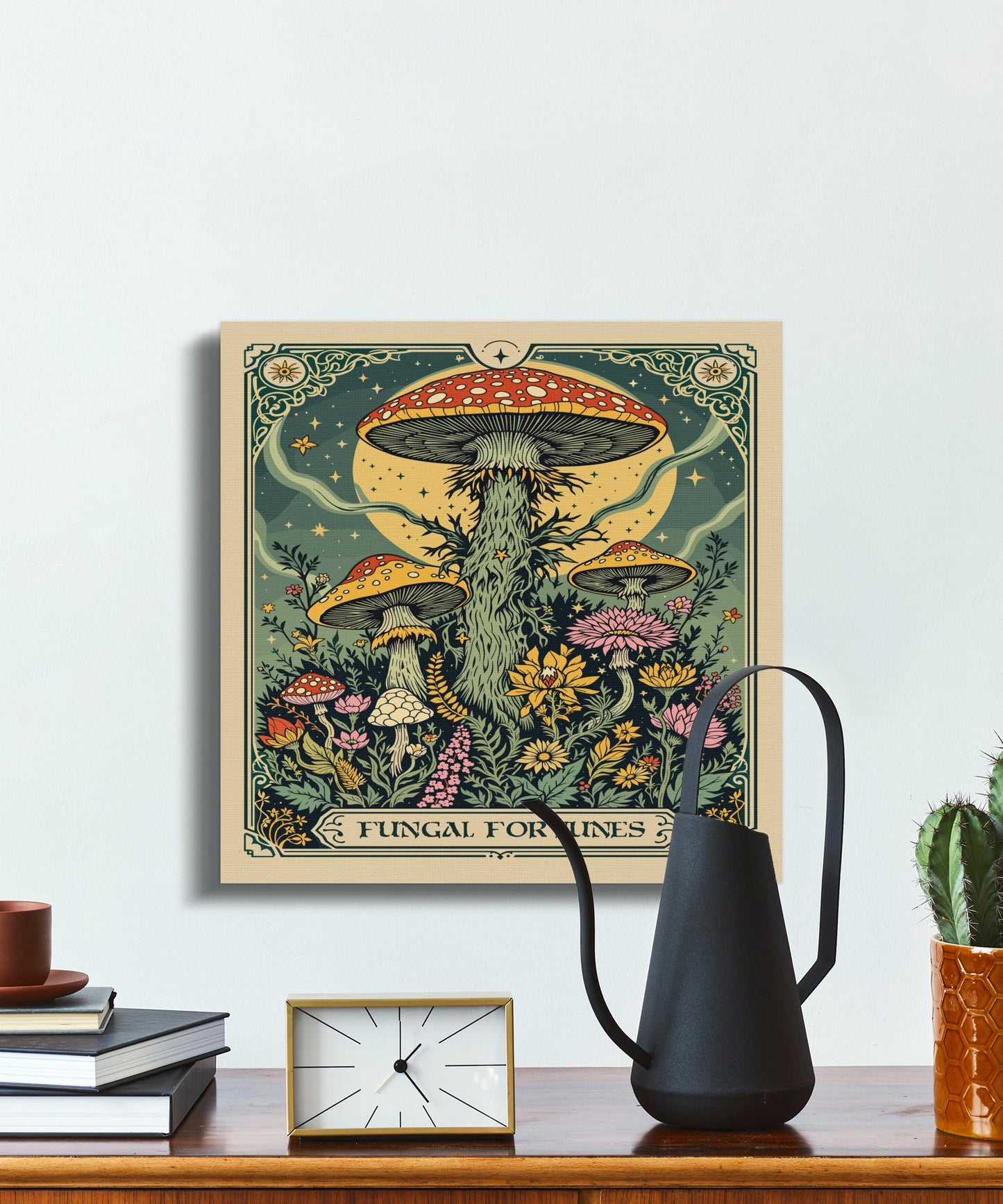 Premium Poster of Enchanting Mushroom Landscape Art Fungus Fantasy Canvas Wraps