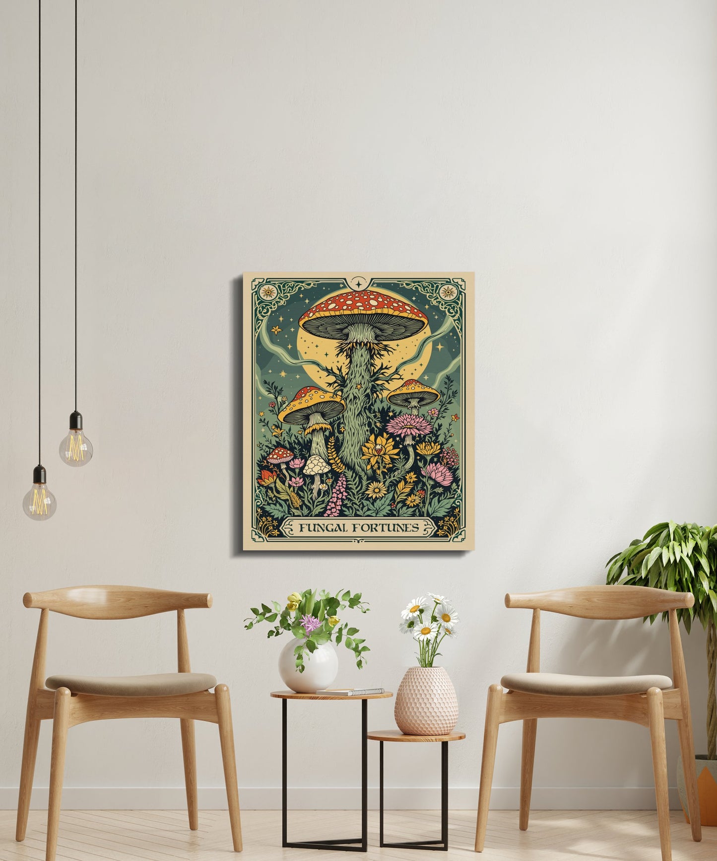 Premium Poster of Enchanting Mushroom Landscape Art Fungus Fantasy Canvas Wraps