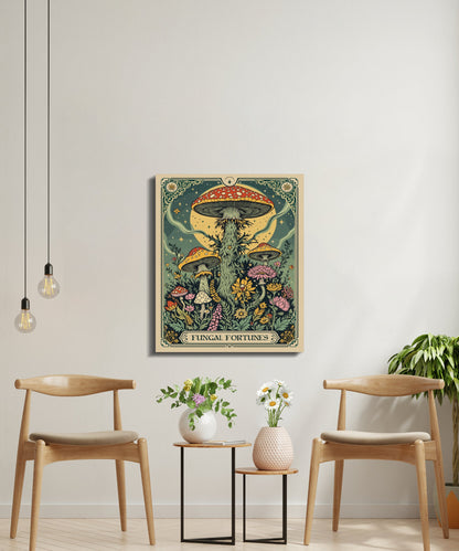 Premium Poster of Enchanting Mushroom Landscape Art Fungus Fantasy Canvas Wraps