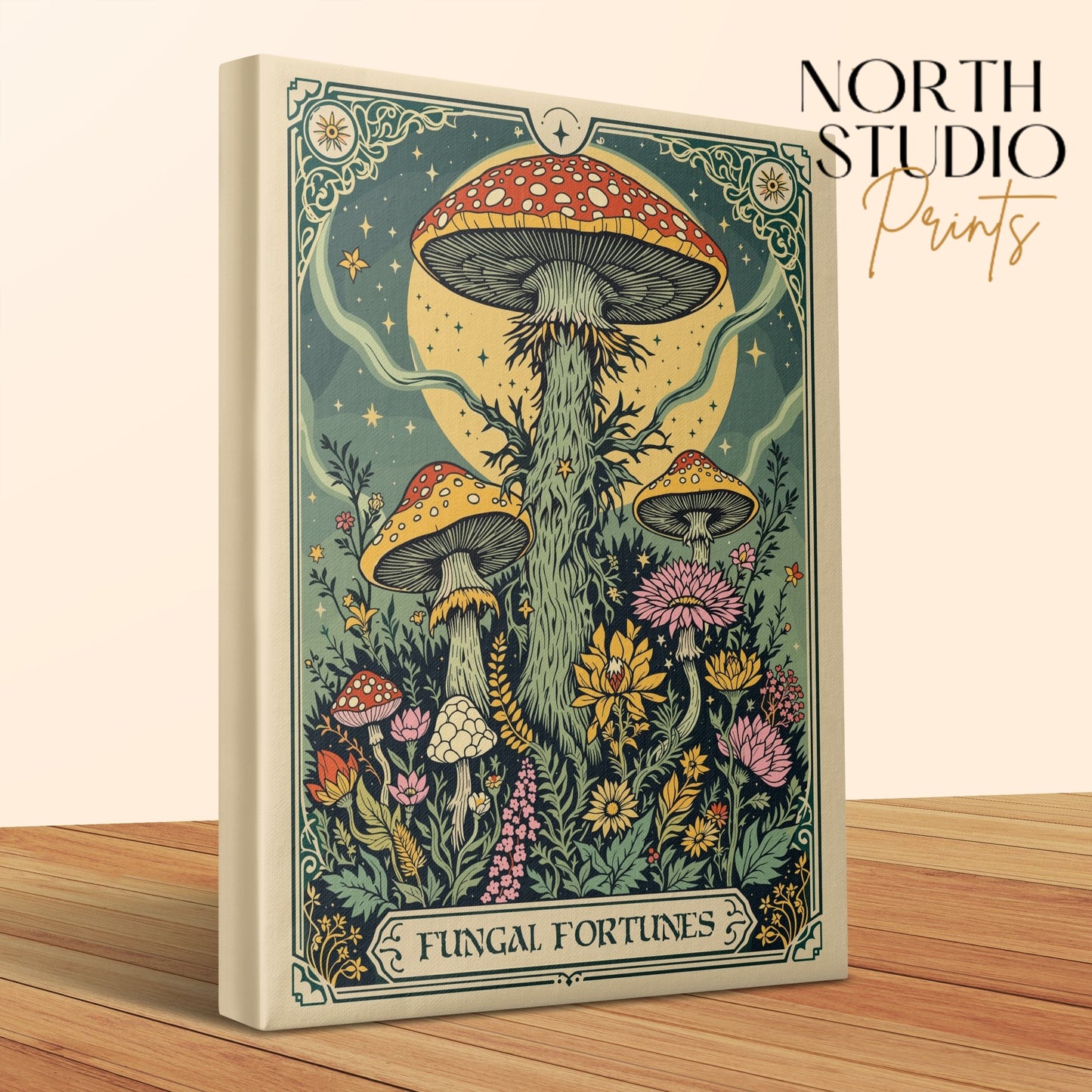 Premium Poster of Enchanting Mushroom Landscape Art Fungus Fantasy Canvas Wraps