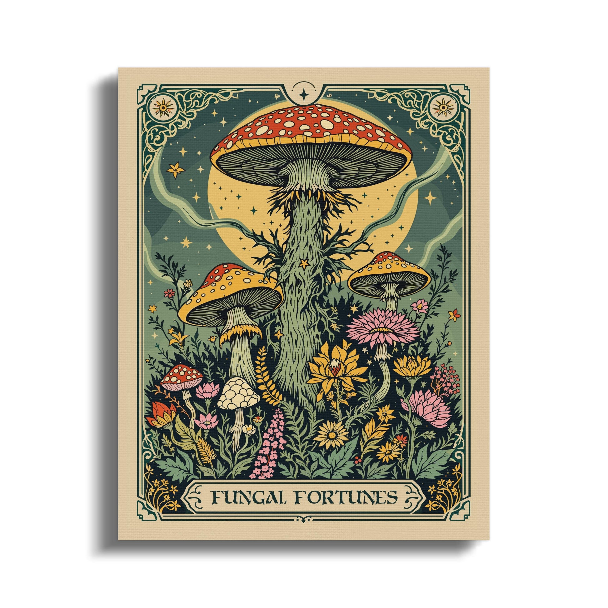 Premium Poster of Enchanting Mushroom Landscape Art Fungus Fantasy Canvas Wraps