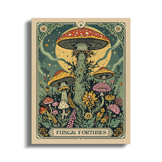 Premium Poster of Enchanting Mushroom Landscape Art Fungus Fantasy Canvas Wraps