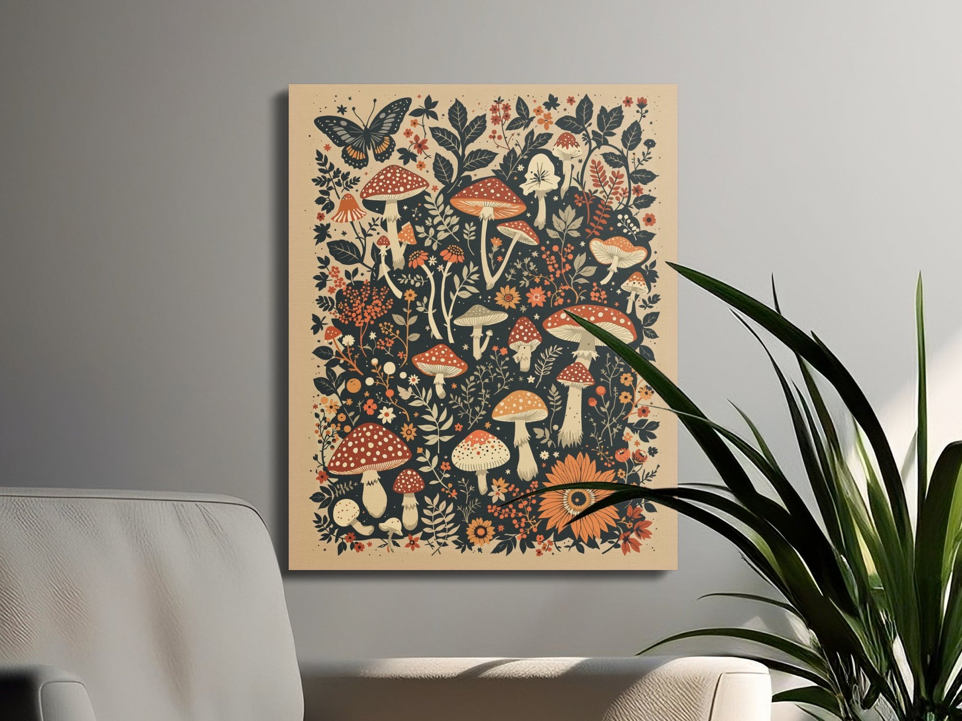 Premium Poster of Enchanting Nature Scenes Mushroom Blooms Canvas Wraps