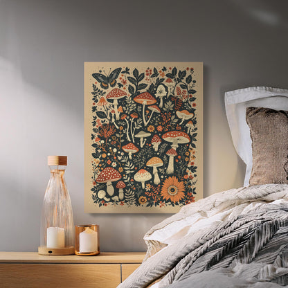 Premium Poster of Enchanting Nature Scenes Mushroom Blooms Canvas Wraps