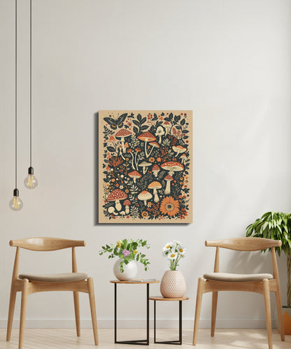 Premium Poster of Enchanting Nature Scenes Mushroom Blooms Canvas Wraps