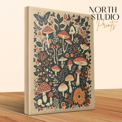 Premium Poster of Enchanting Nature Scenes Mushroom Blooms Canvas Wraps