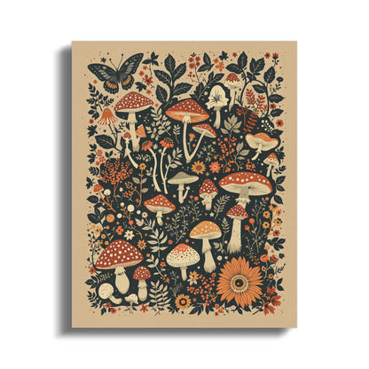 Premium Poster of Enchanting Nature Scenes Mushroom Blooms Canvas Wraps