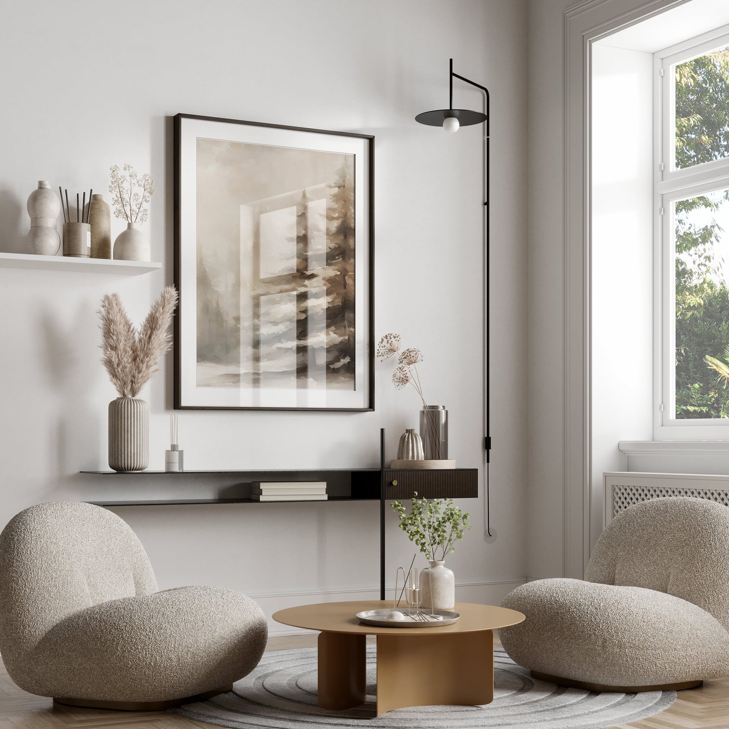Premium Poster of Enchanting Snowy Mountain Forest Scenery Posters