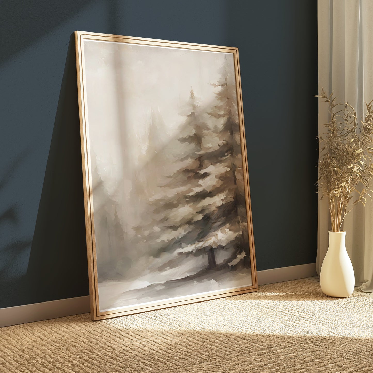Premium Poster of Enchanting Snowy Mountain Forest Scenery Posters