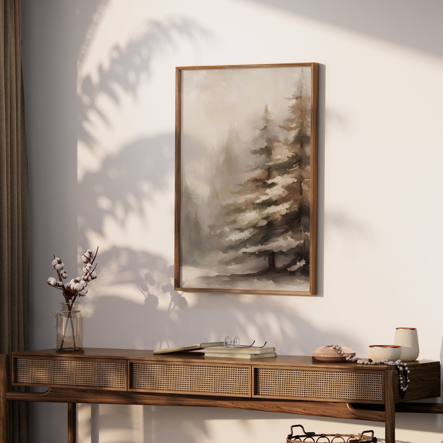 Premium Poster of Enchanting Snowy Mountain Forest Scenery Posters
