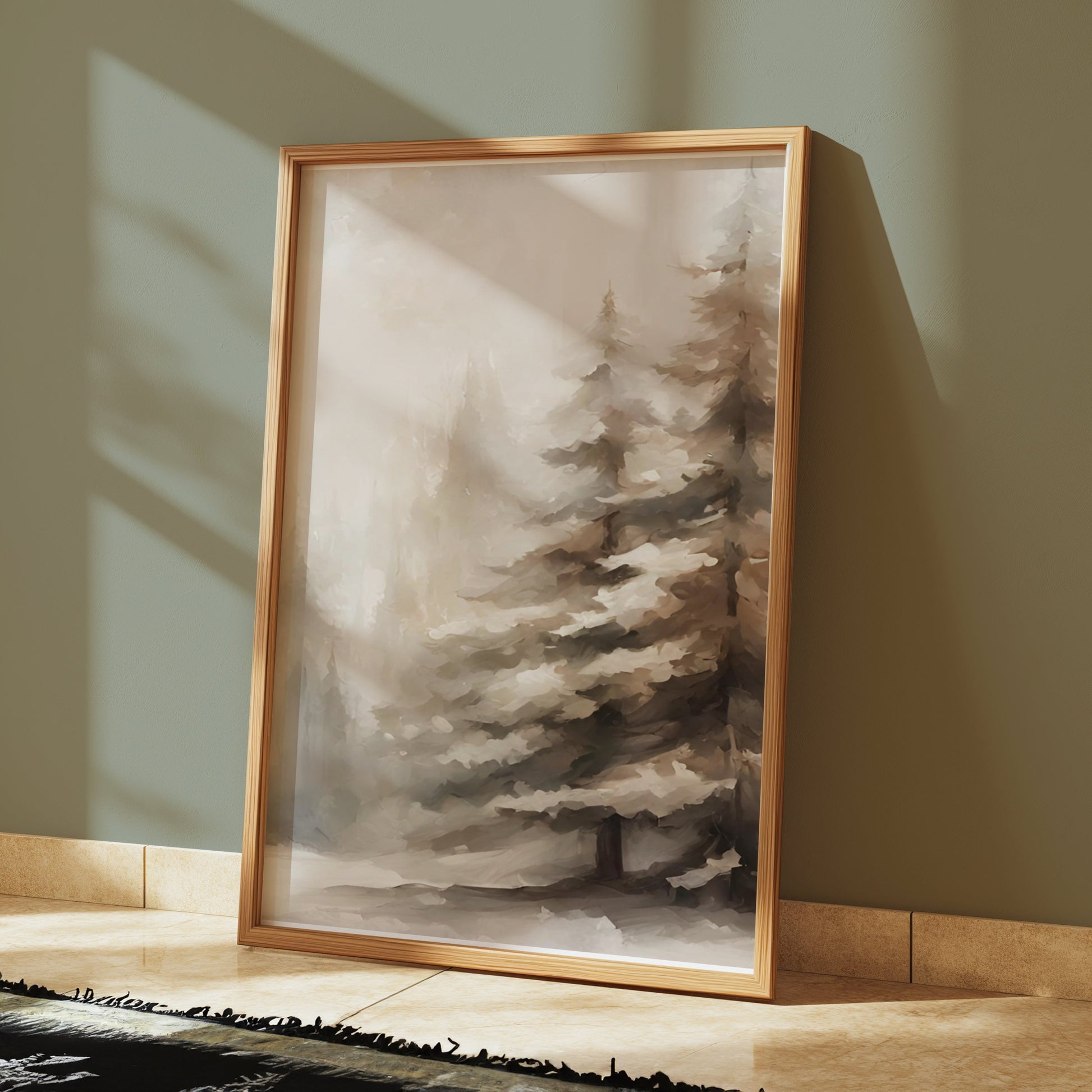 Premium Poster of Enchanting Snowy Mountain Forest Scenery Posters