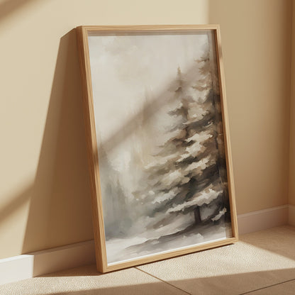 Premium Poster of Enchanting Snowy Mountain Forest Scenery Posters