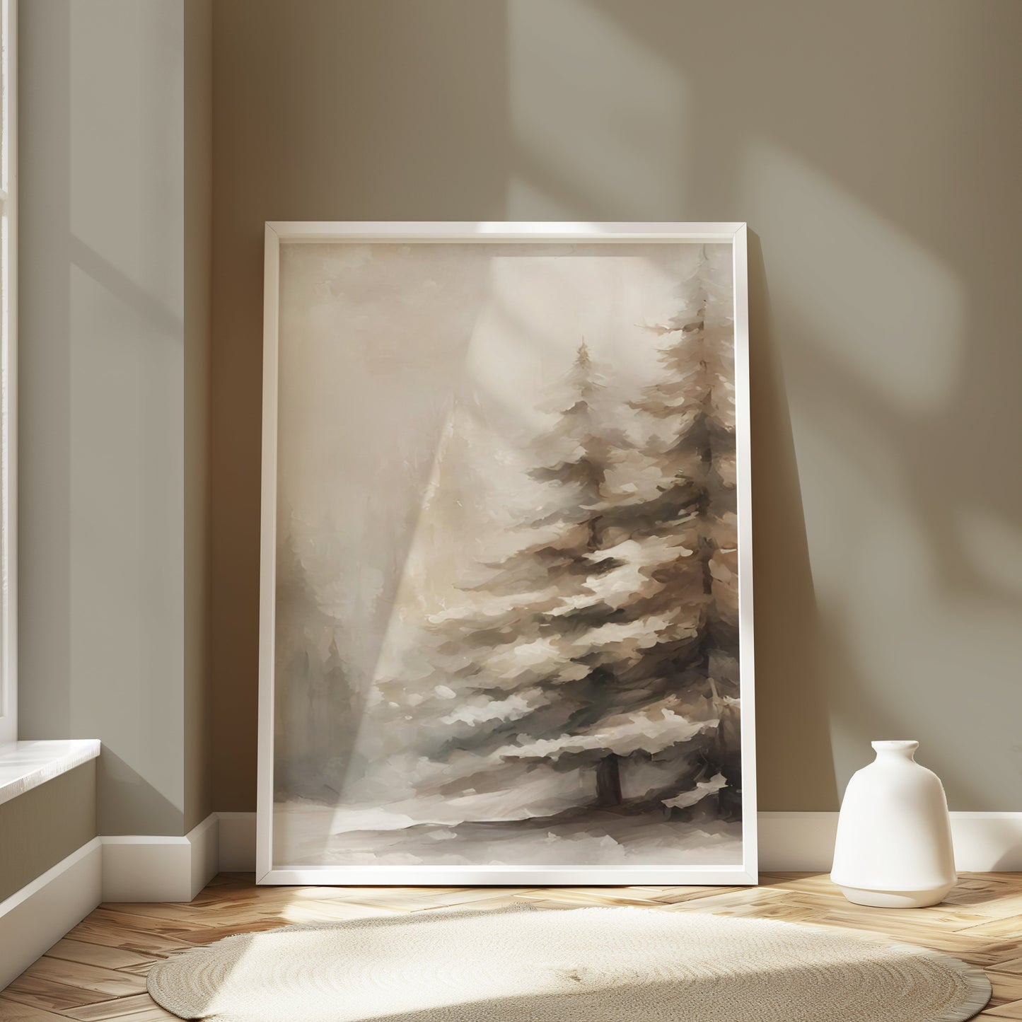 Premium Poster of Enchanting Snowy Mountain Forest Scenery Posters
