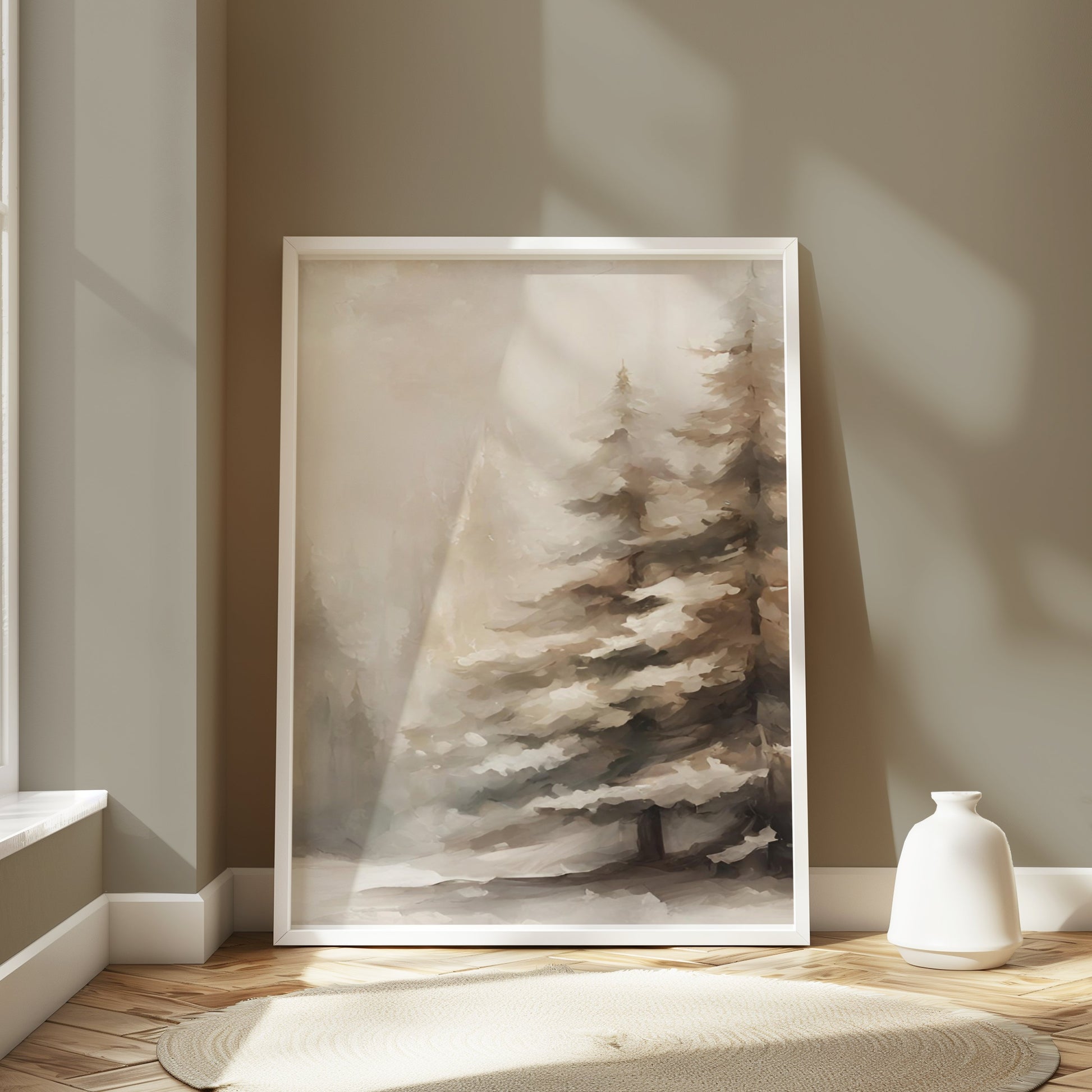 Premium Poster of Enchanting Snowy Mountain Forest Scenery Posters