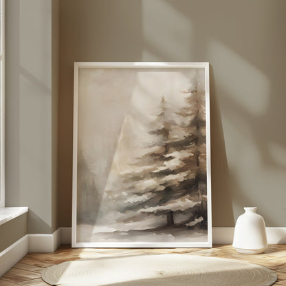 Premium Poster of Enchanting Snowy Mountain Forest Scenery Posters