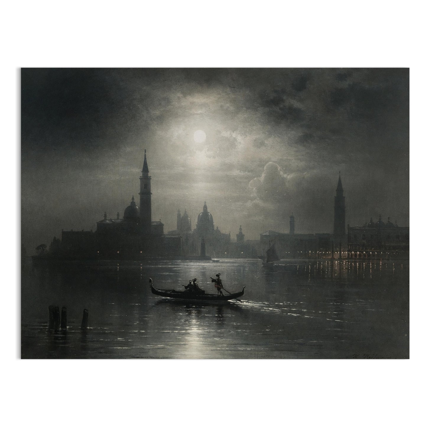 Premium Poster of Enchanting Venetian Night Gondola Ride Scenic Posters