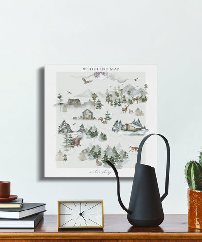 Premium Poster of Enchanting Woodland Map Nursery Wall Art Canvas Wraps