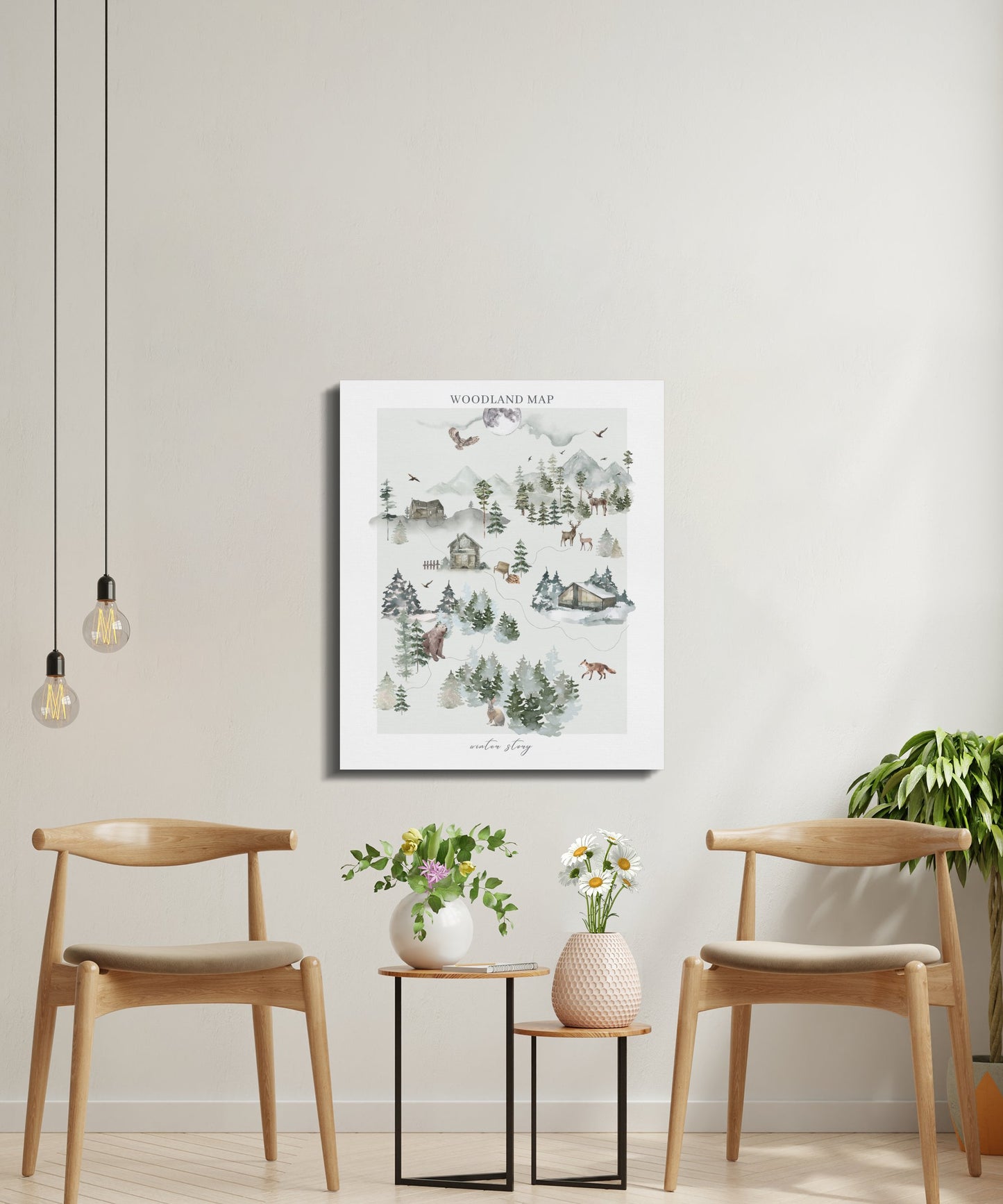 Premium Poster of Enchanting Woodland Map Nursery Wall Art Canvas Wraps