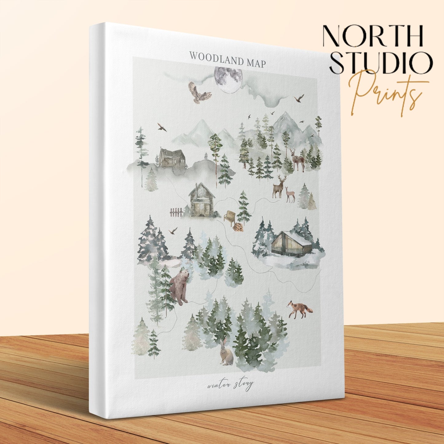 Premium Poster of Enchanting Woodland Map Nursery Wall Art Canvas Wraps
