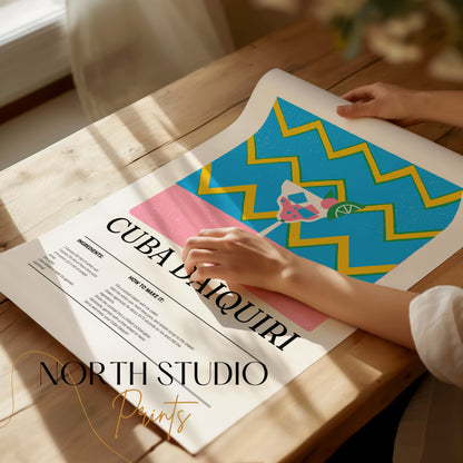 Premium Poster of Enjoy Vibrant Cuba Daiquiri Cocktail Art Prints Posters