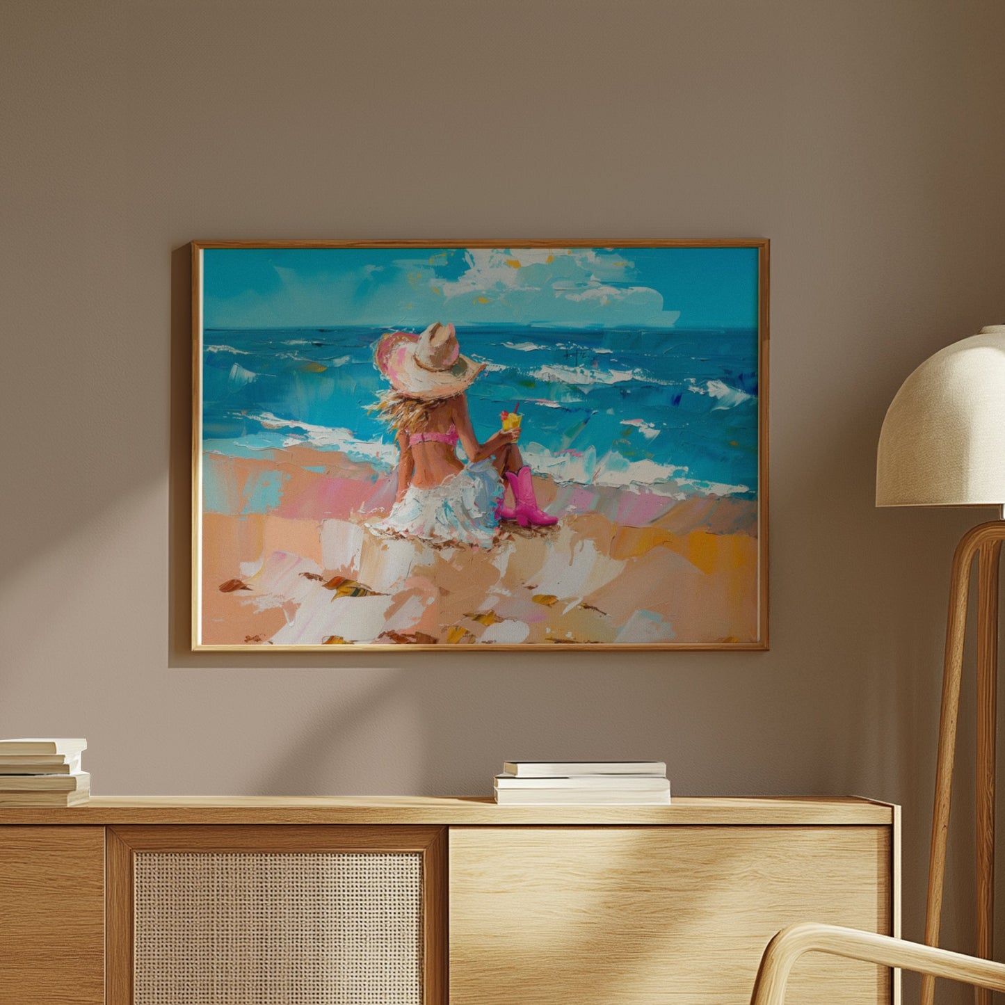 Premium Poster of Enjoying Beach Bliss Painting Printed Posters