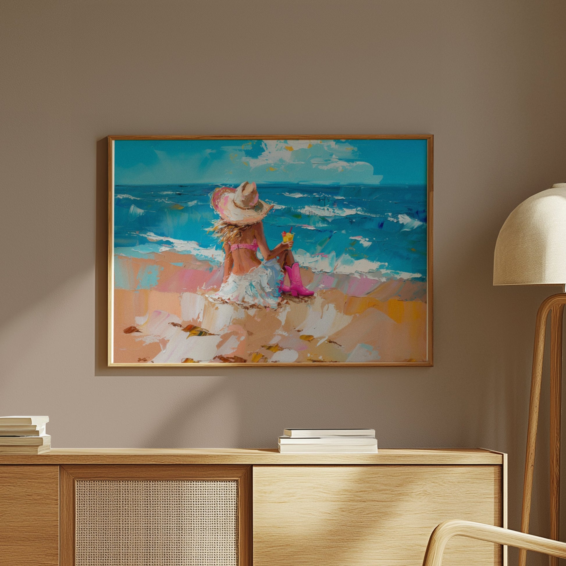 Premium Poster of Enjoying Beach Bliss Painting Printed Posters