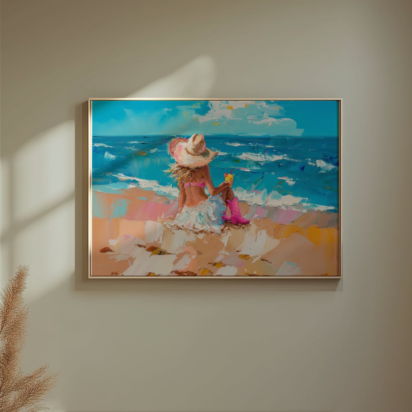 Premium Poster of Enjoying Beach Bliss Painting Printed Posters