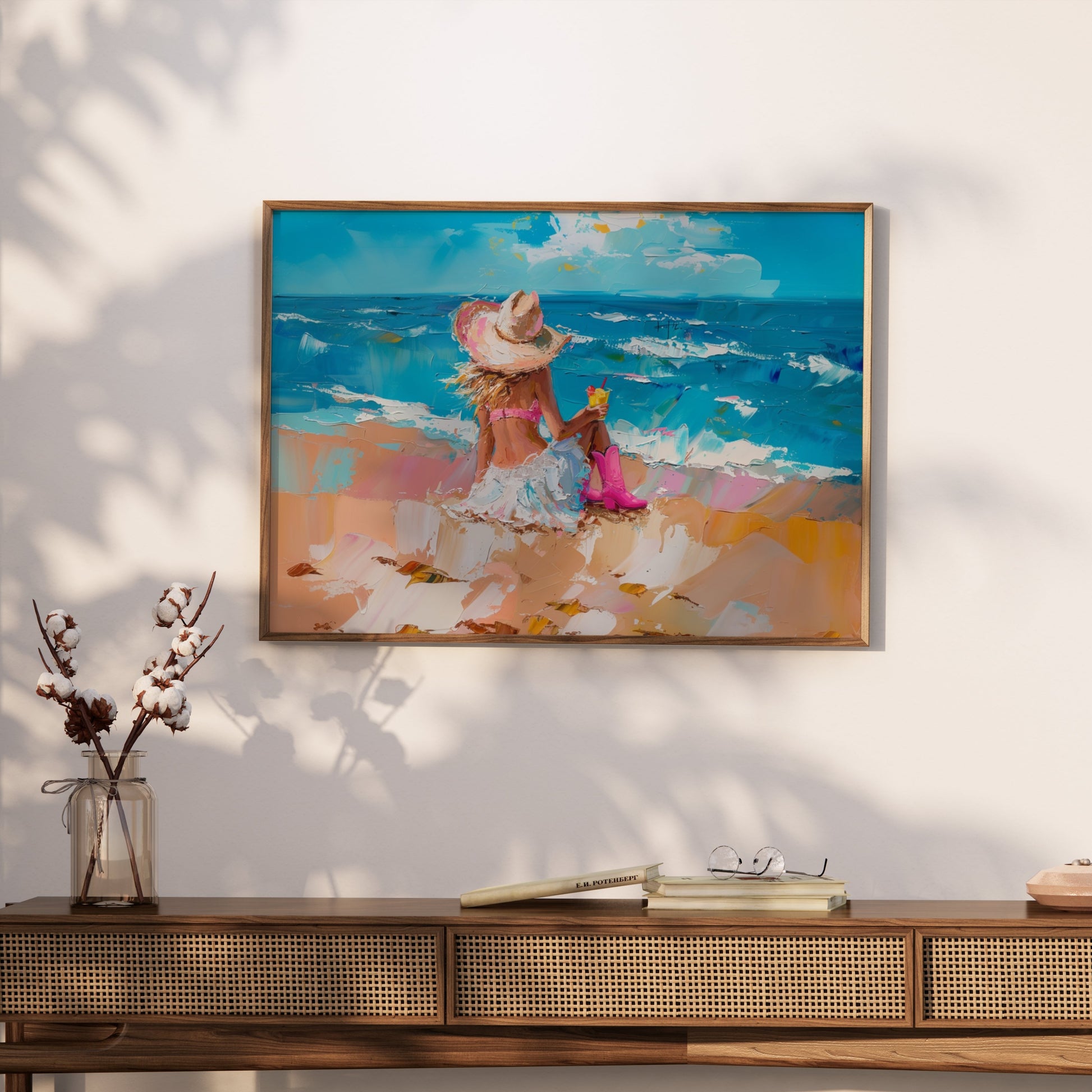 Premium Poster of Enjoying Beach Bliss Painting Printed Posters