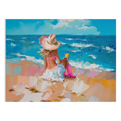 Premium Poster of Enjoying Beach Bliss Painting Printed Posters