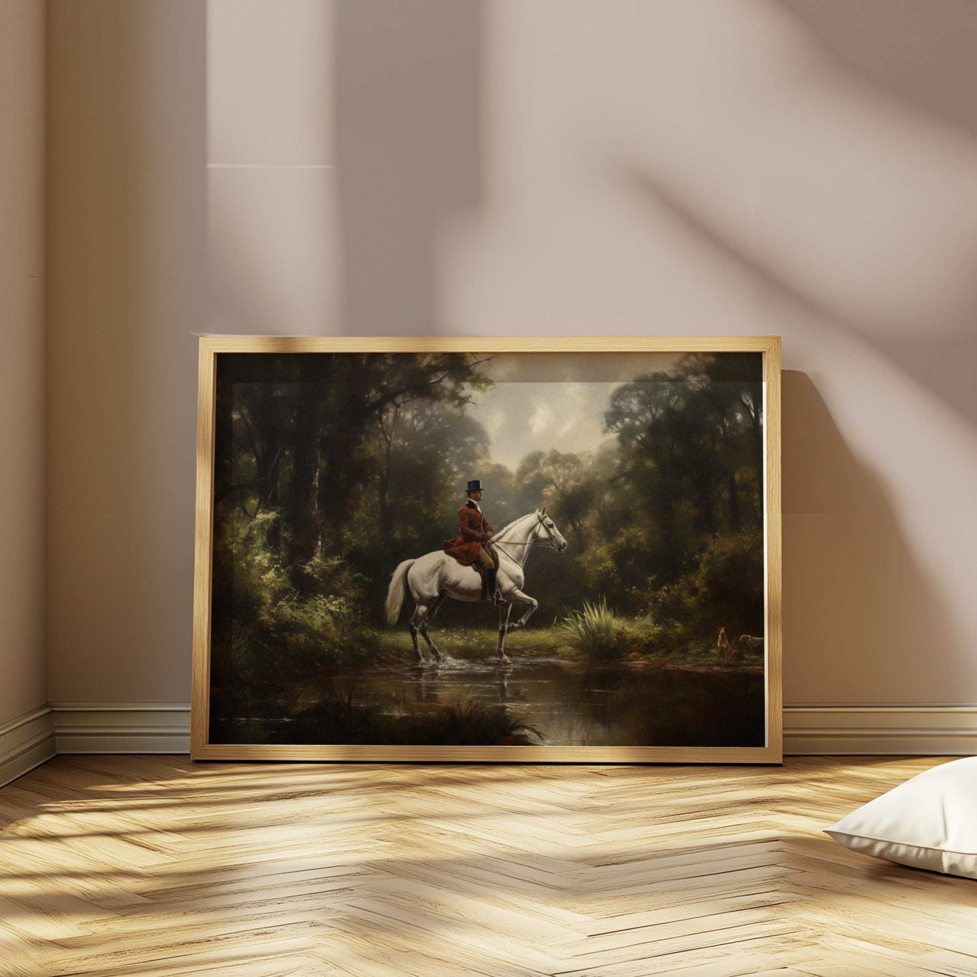 Premium Poster of Equestrian Rider in Lush Forest Landscape Art Posters