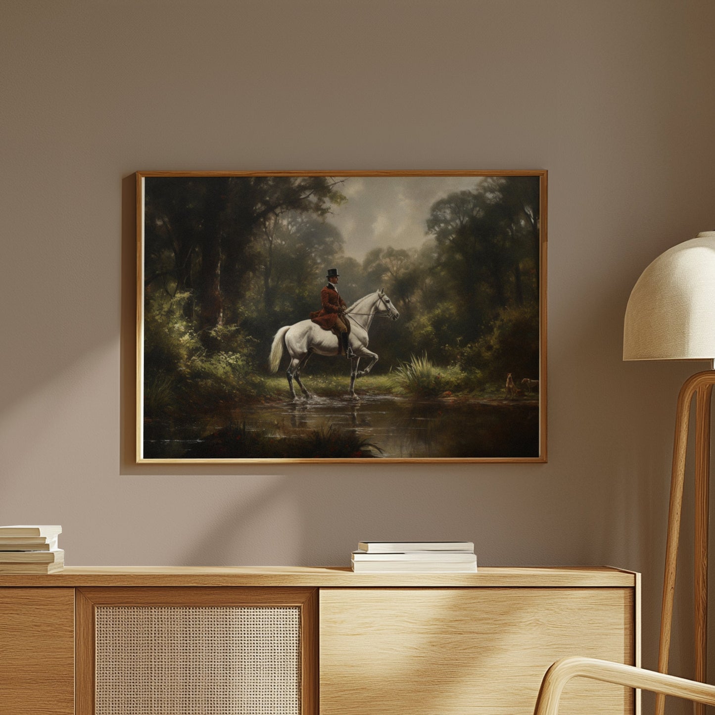 Premium Poster of Equestrian Rider in Lush Forest Landscape Art Posters