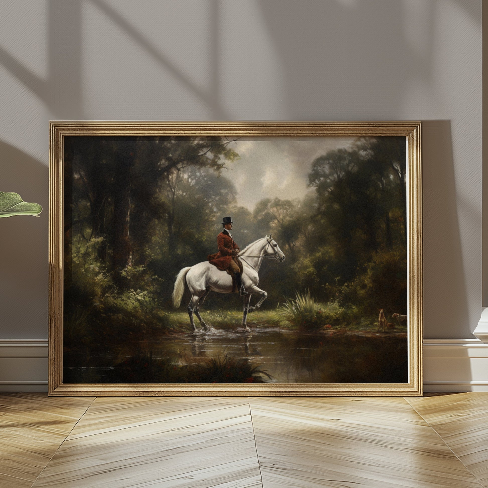 Premium Poster of Equestrian Rider in Lush Forest Landscape Art Posters