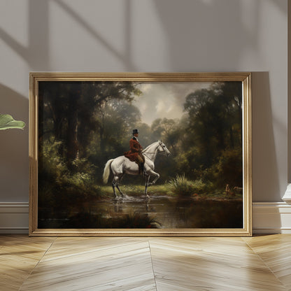 Premium Poster of Equestrian Rider in Lush Forest Landscape Art Posters