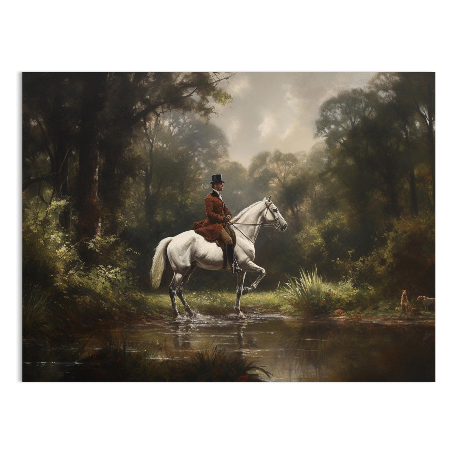 Premium Poster of Equestrian Rider in Lush Forest Landscape Art Posters