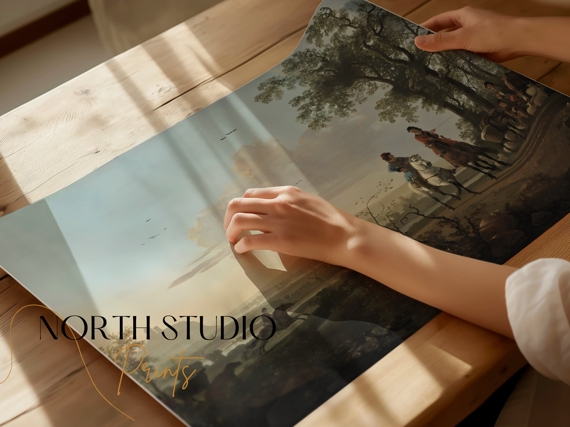 Premium Poster of Equestrian Scene in Idyllic Misty Countryside Posters