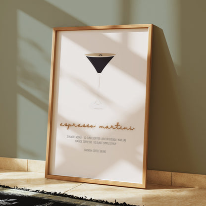 Premium Poster of Espresso Martini Cocktail Recipe Print Posters