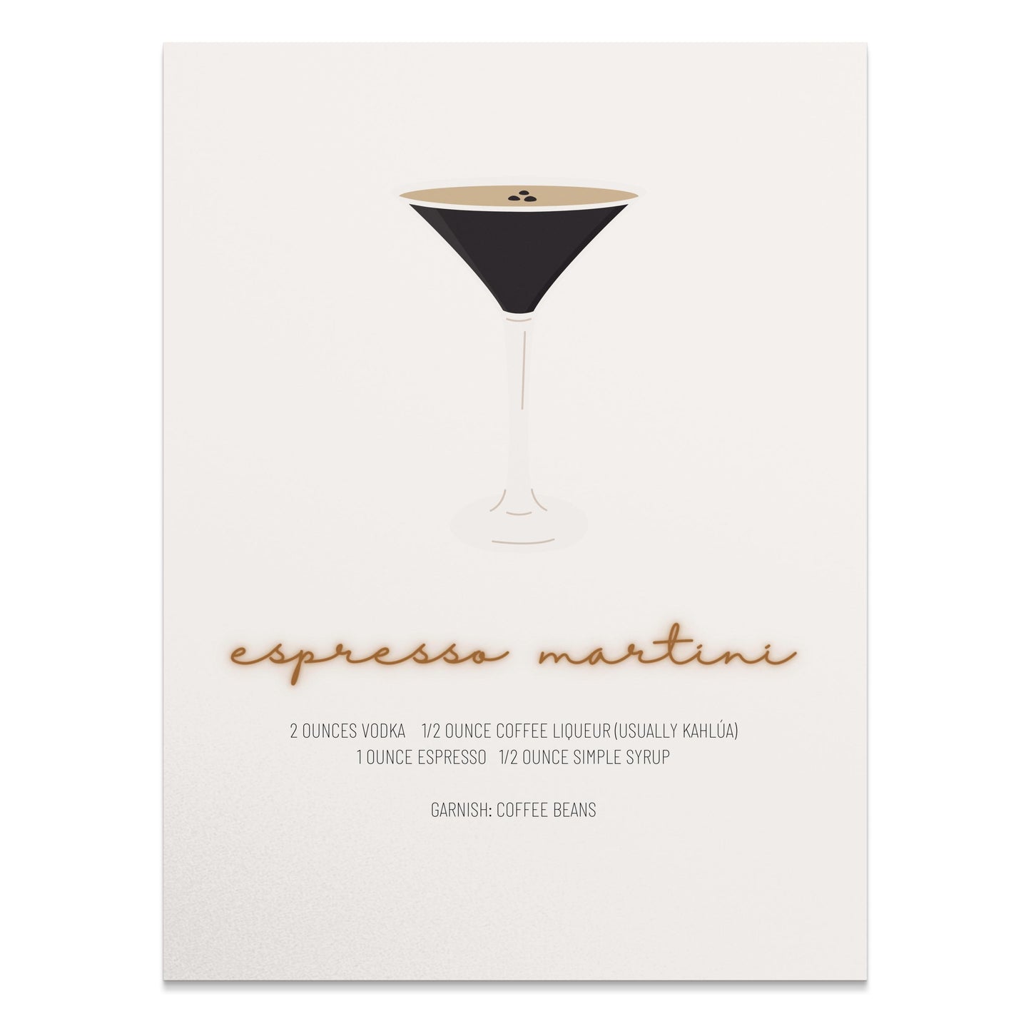 Premium Poster of Espresso Martini Cocktail Recipe Print Posters