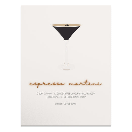 Premium Poster of Espresso Martini Cocktail Recipe Print Posters