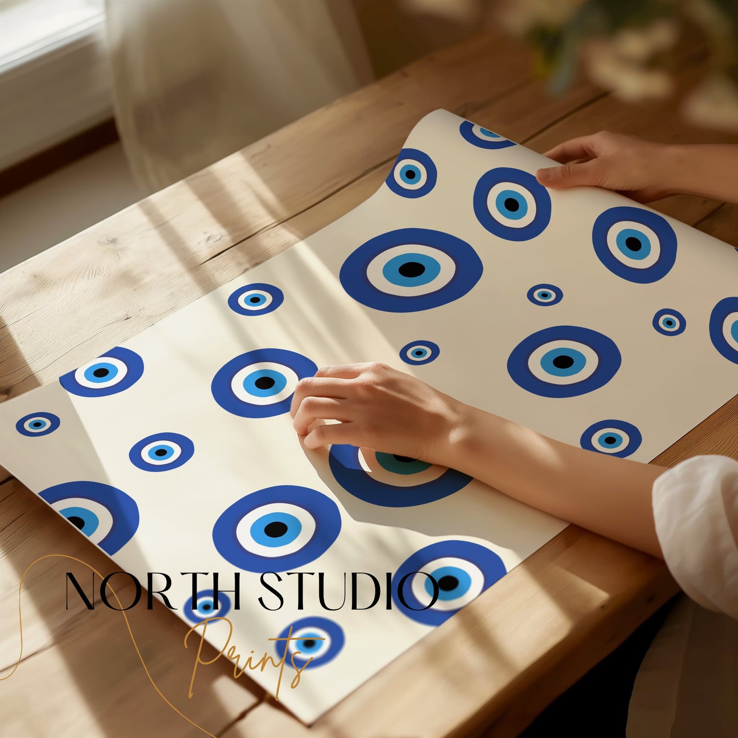 Premium Poster of Evil Eye Pattern in Various Blue Sizes Posters