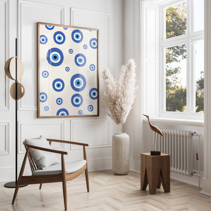 Premium Poster of Evil Eye Pattern in Various Blue Sizes Posters