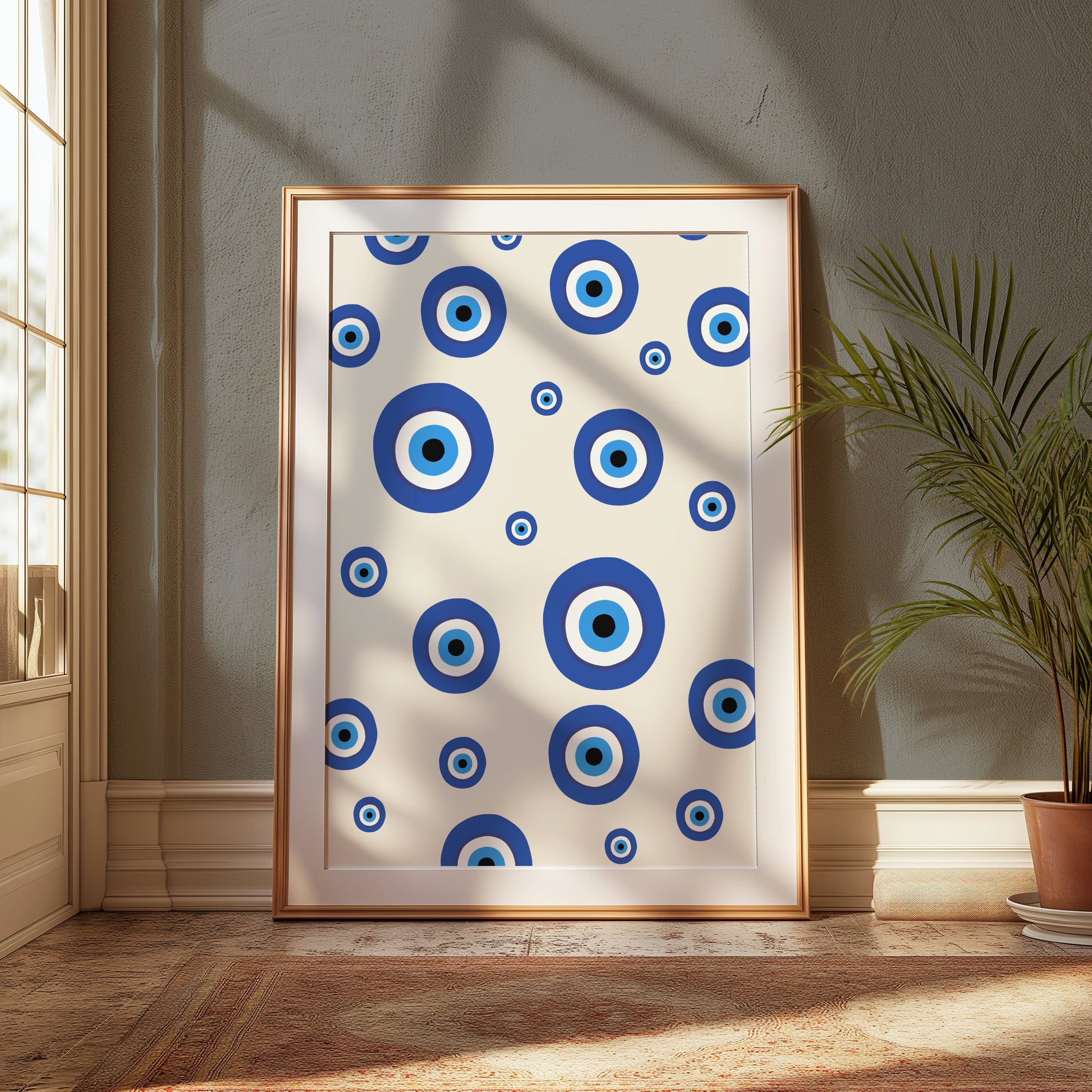 Premium Poster of Evil Eye Pattern in Various Blue Sizes Posters
