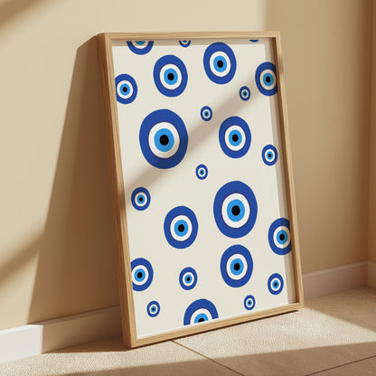 Premium Poster of Evil Eye Pattern in Various Blue Sizes Posters