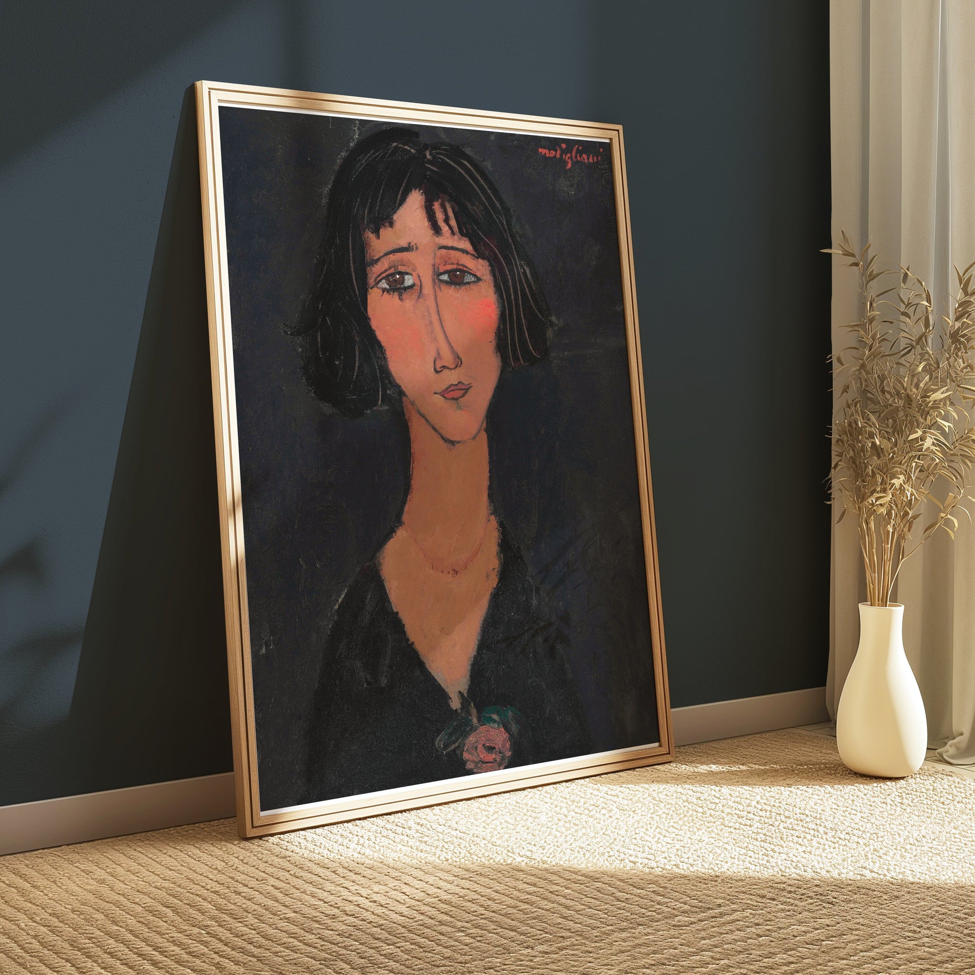 Premium Poster of Expressionist Portrait of Woman with Black Hair Posters