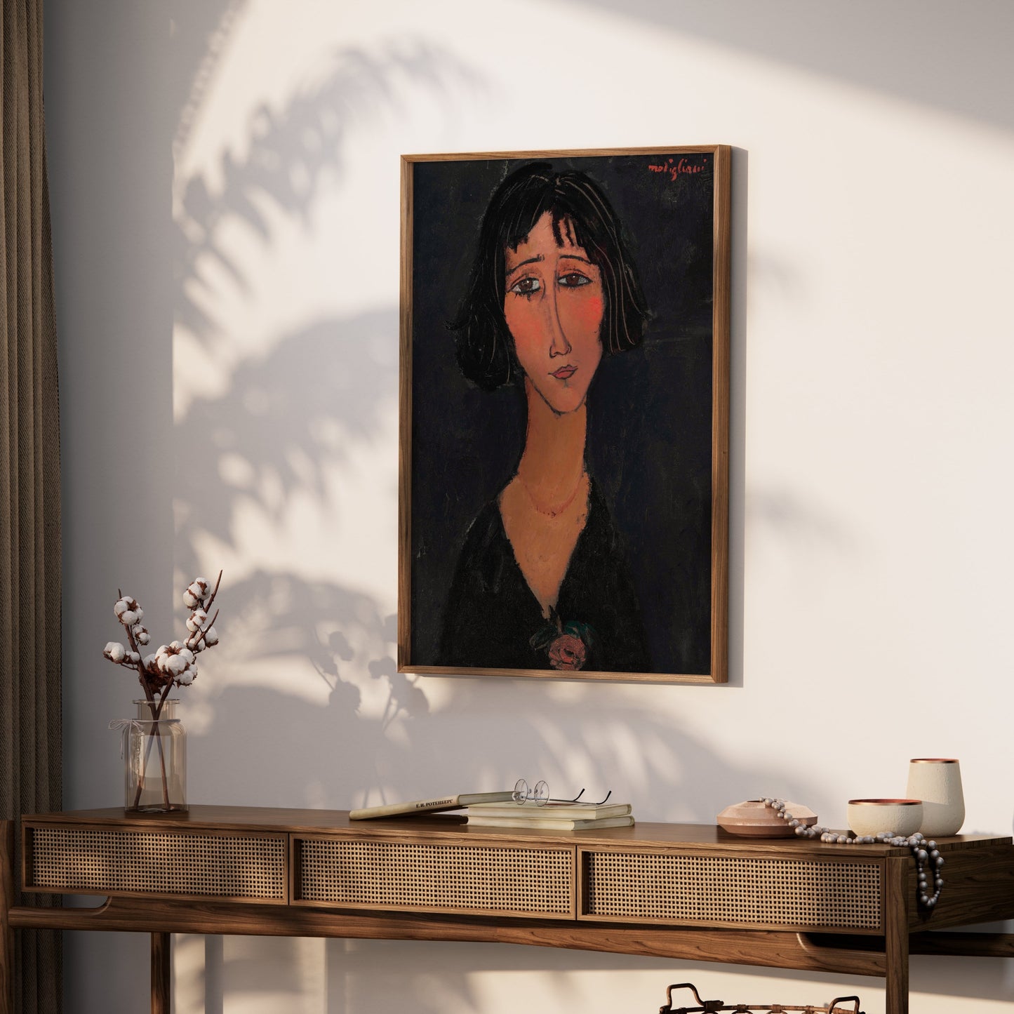 Premium Poster of Expressionist Portrait of Woman with Black Hair Posters