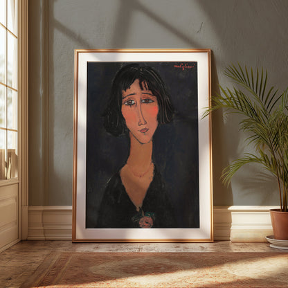 Premium Poster of Expressionist Portrait of Woman with Black Hair Posters
