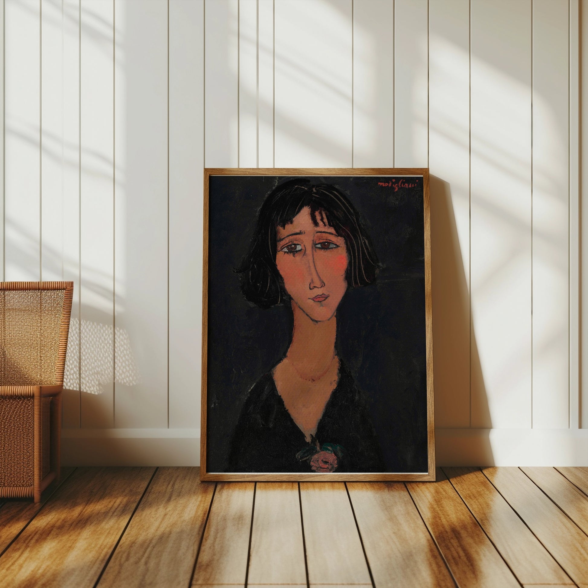 Premium Poster of Expressionist Portrait of Woman with Black Hair Posters