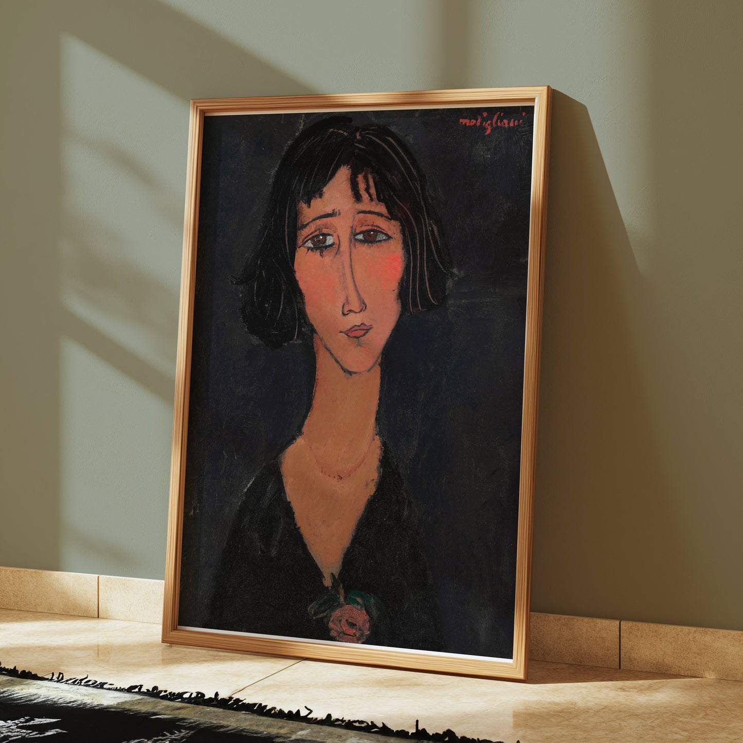 Premium Poster of Expressionist Portrait of Woman with Black Hair Posters
